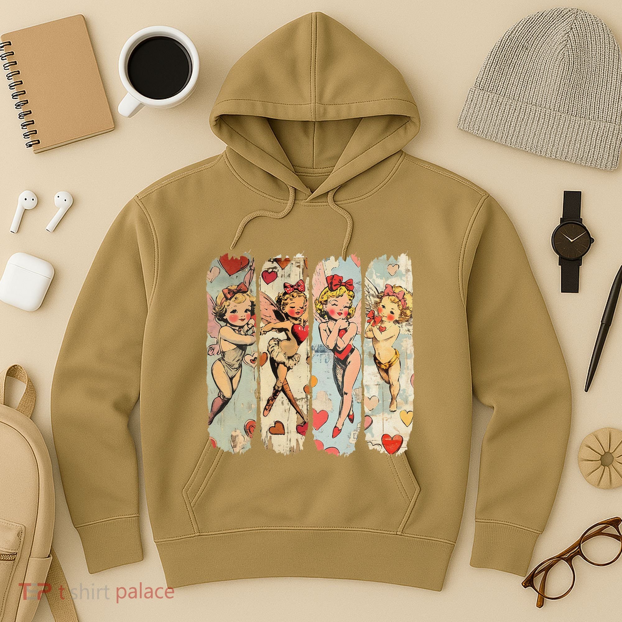 Cupid Blowing Bubble Heart Sunglasses Valentines Day Hoodie