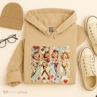 Cupid Blowing Bubble Heart Sunglasses Valentines Day Hoodie thumb 4