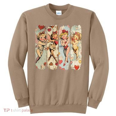 Cupid Blowing Bubble Heart Sunglasses Valentines Day Sweatshirt