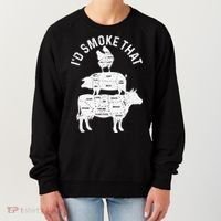Chef Butcher BBQ Id Smoke That Pork Beef Funny Fathers Day Women's Sweatshirt thumb 0