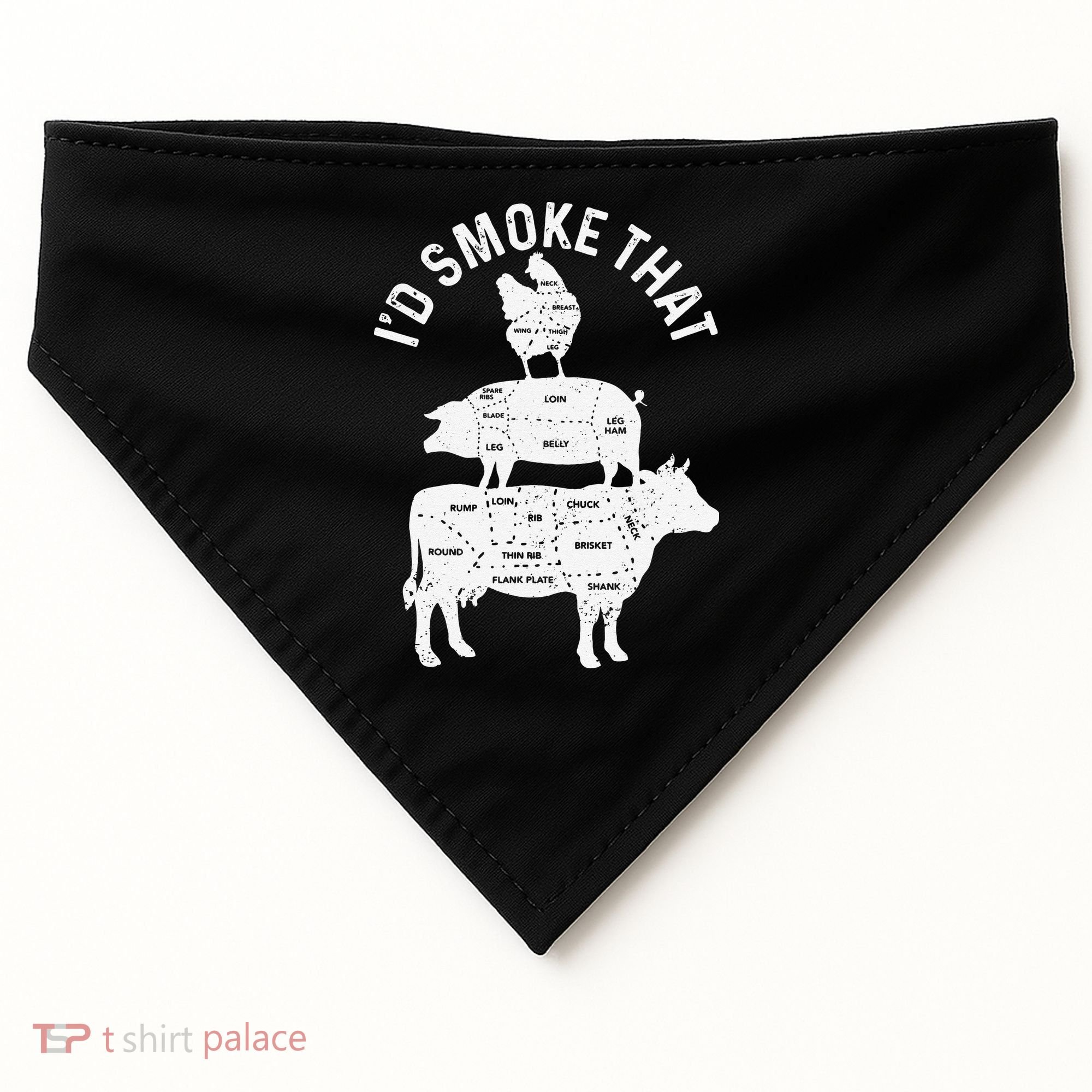 Chef Butcher BBQ Id Smoke That Pork Beef Funny Fathers Day USA-Made Doggie Bandana
