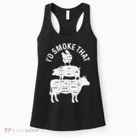 Chef Butcher BBQ Id Smoke That Pork Beef Funny Fathers Day Women's Tank Top thumb 0