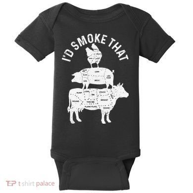 Chef Butcher BBQ Id Smoke That Pork Beef Funny Fathers Day Baby Bodysuit