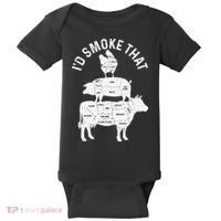 Chef Butcher BBQ Id Smoke That Pork Beef Funny Fathers Day Baby Bodysuit thumb 0