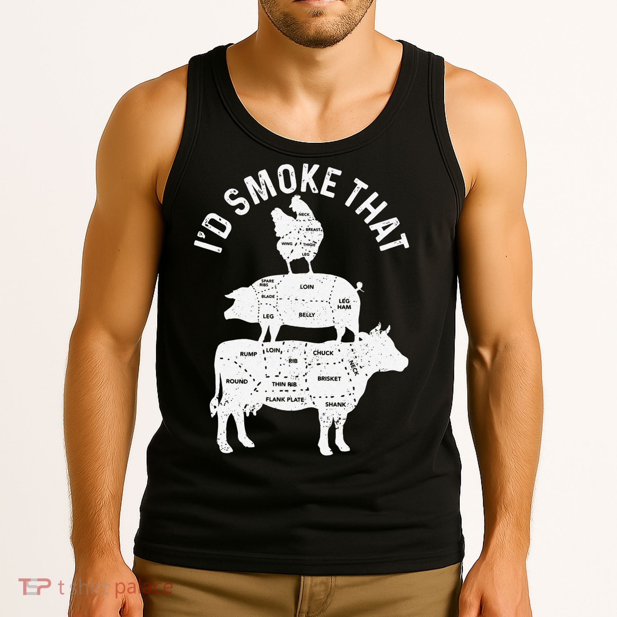 Chef Butcher BBQ Id Smoke That Pork Beef Funny Fathers Day Tank Top