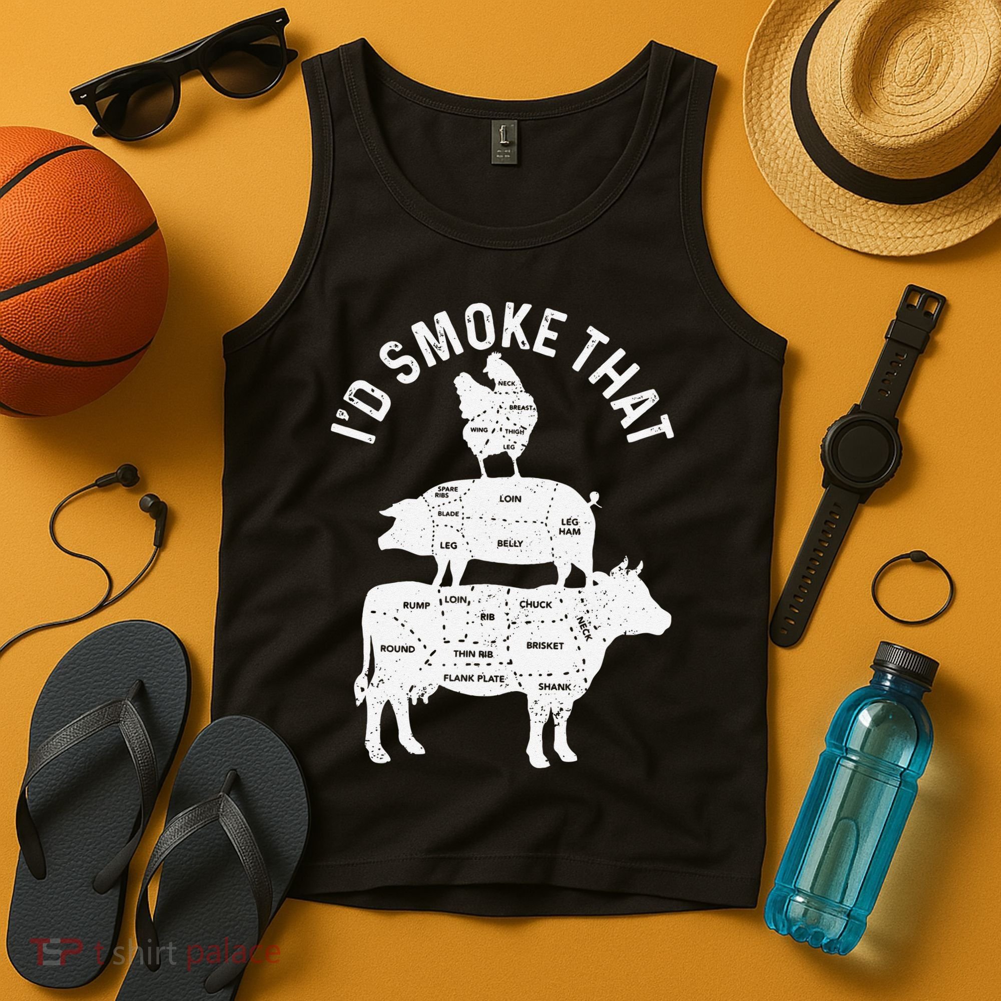 Chef Butcher BBQ Id Smoke That Pork Beef Funny Fathers Day Tank Top