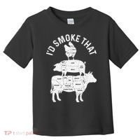 Chef Butcher BBQ Id Smoke That Pork Beef Funny Fathers Day Toddler T-Shirt thumb 0