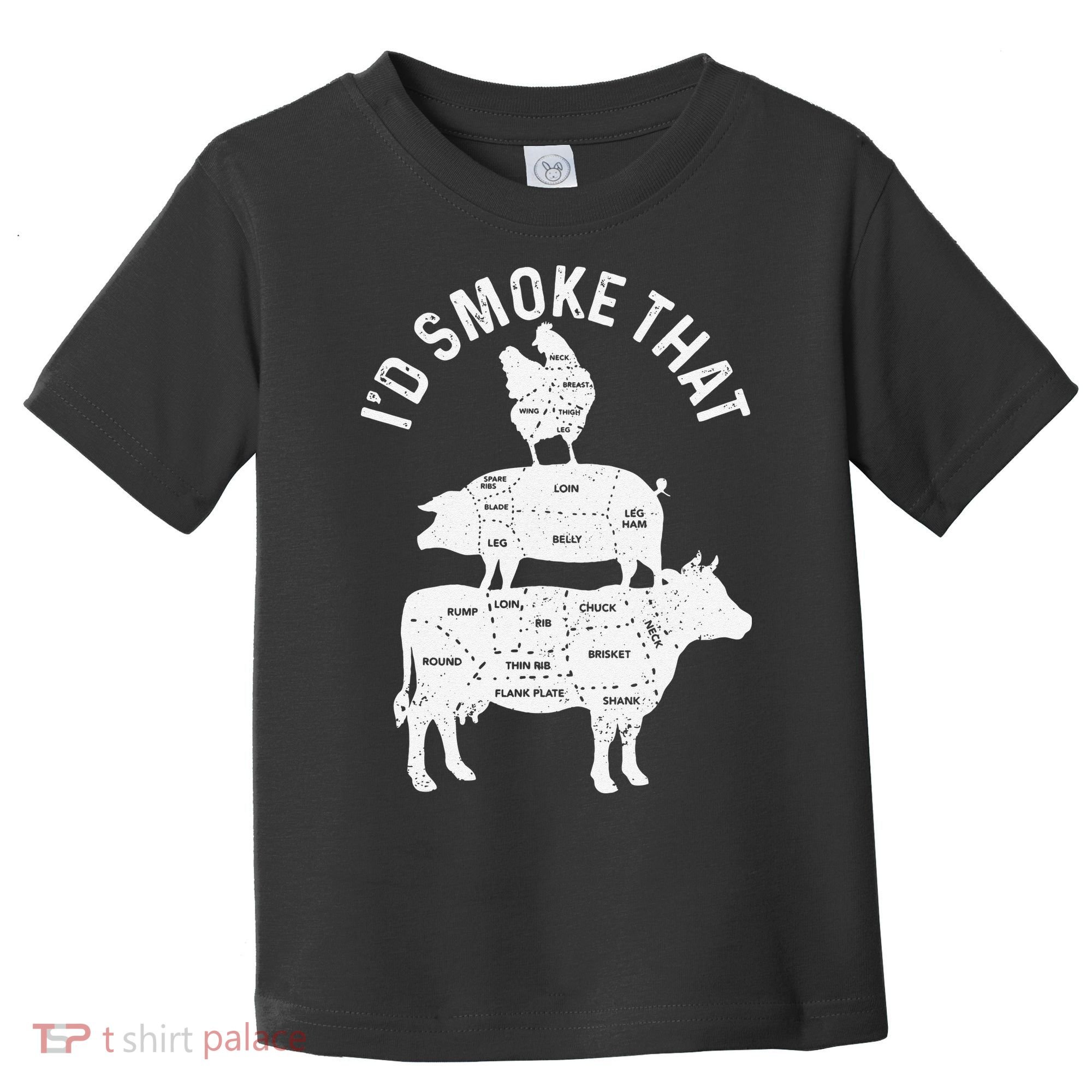 Chef Butcher BBQ Id Smoke That Pork Beef Funny Fathers Day Toddler T-Shirt