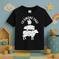 Chef Butcher BBQ Id Smoke That Pork Beef Funny Fathers Day Toddler T-Shirt thumb 3