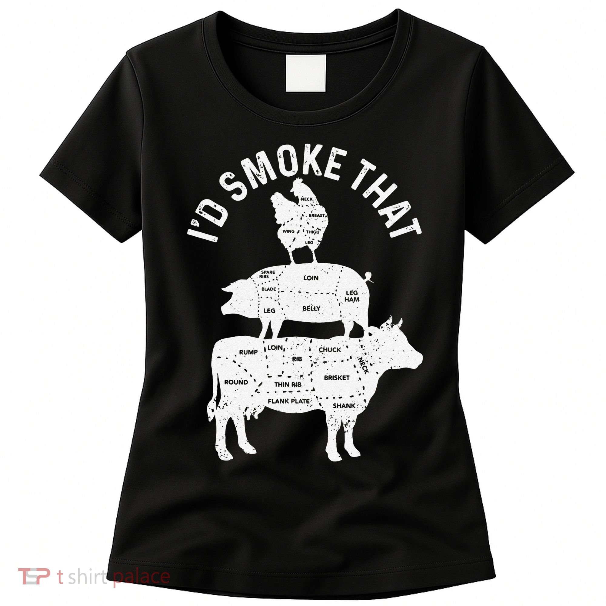 Chef Butcher BBQ Id Smoke That Pork Beef Funny Fathers Day Women's T-Shirt
