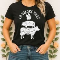 Chef Butcher BBQ Id Smoke That Pork Beef Funny Fathers Day Women's T-Shirt thumb 2