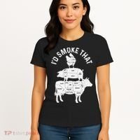 Chef Butcher BBQ Id Smoke That Pork Beef Funny Fathers Day Women's T-Shirt thumb 4