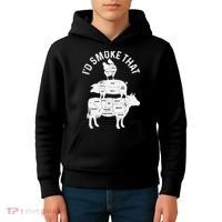 Chef Butcher BBQ Id Smoke That Pork Beef Funny Fathers Day Kids Hoodie thumb 4