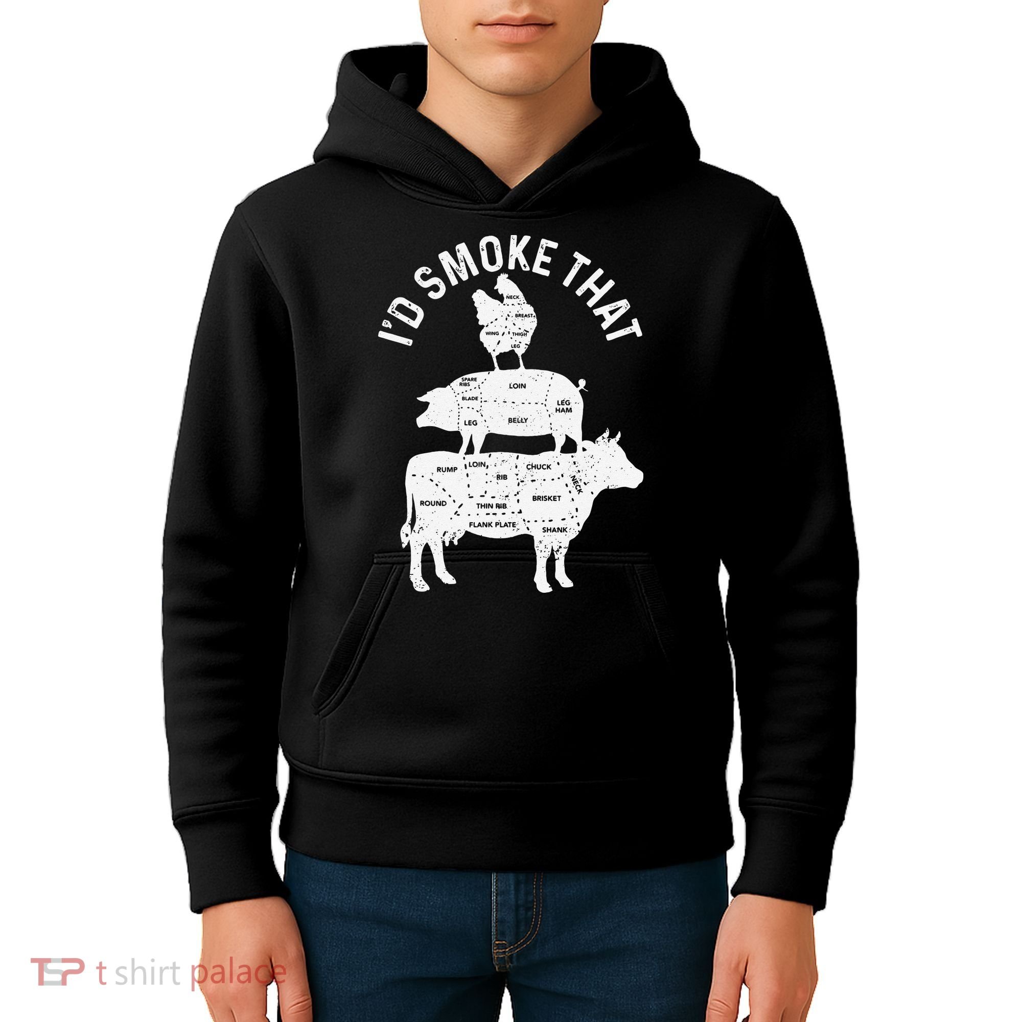 Chef Butcher BBQ Id Smoke That Pork Beef Funny Fathers Day Kids Hoodie