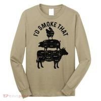 Chef Butcher BBQ Id Smoke That Pork Beef Funny Fathers Day Long Sleeve Shirt thumb 0