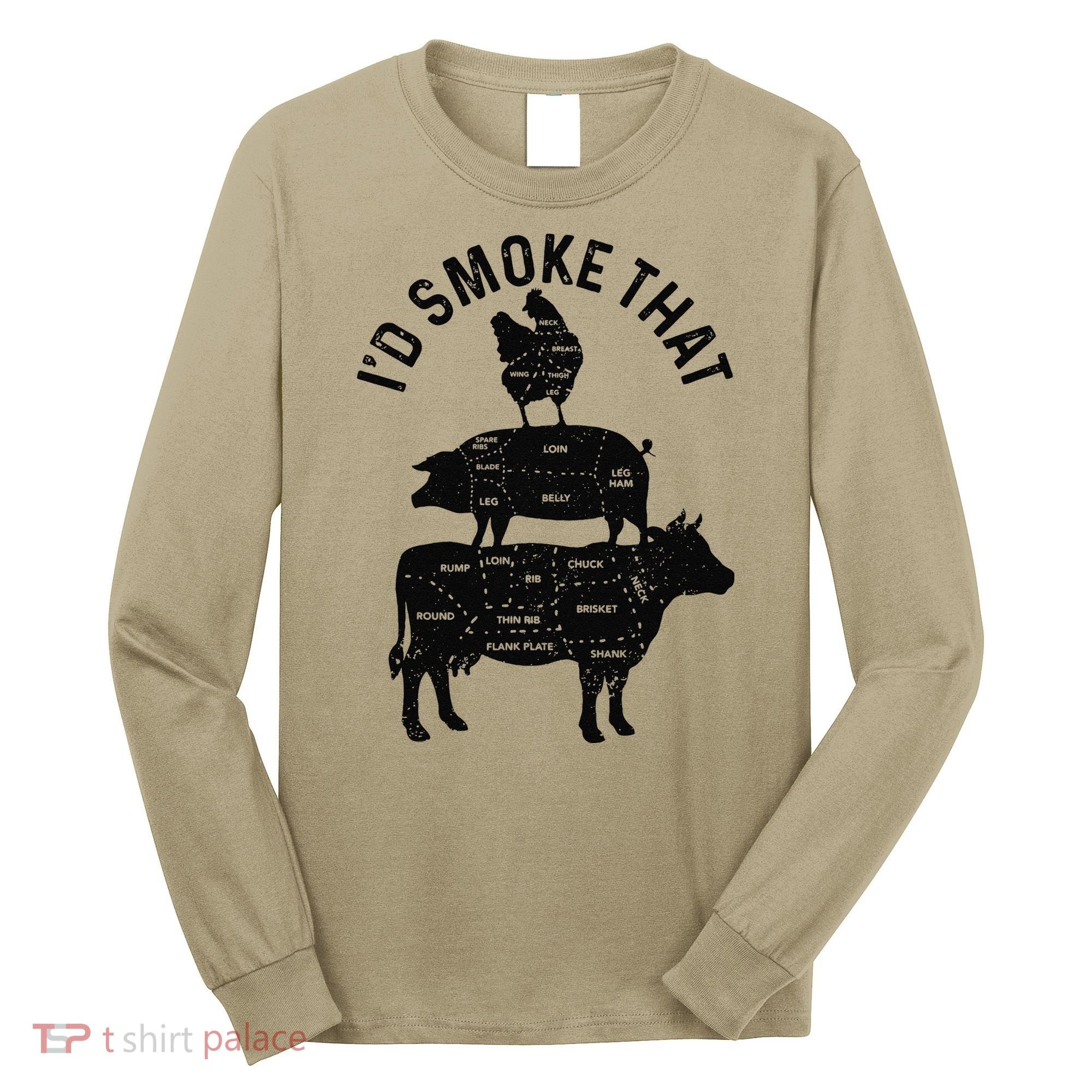 Chef Butcher BBQ Id Smoke That Pork Beef Funny Fathers Day Long Sleeve Shirt