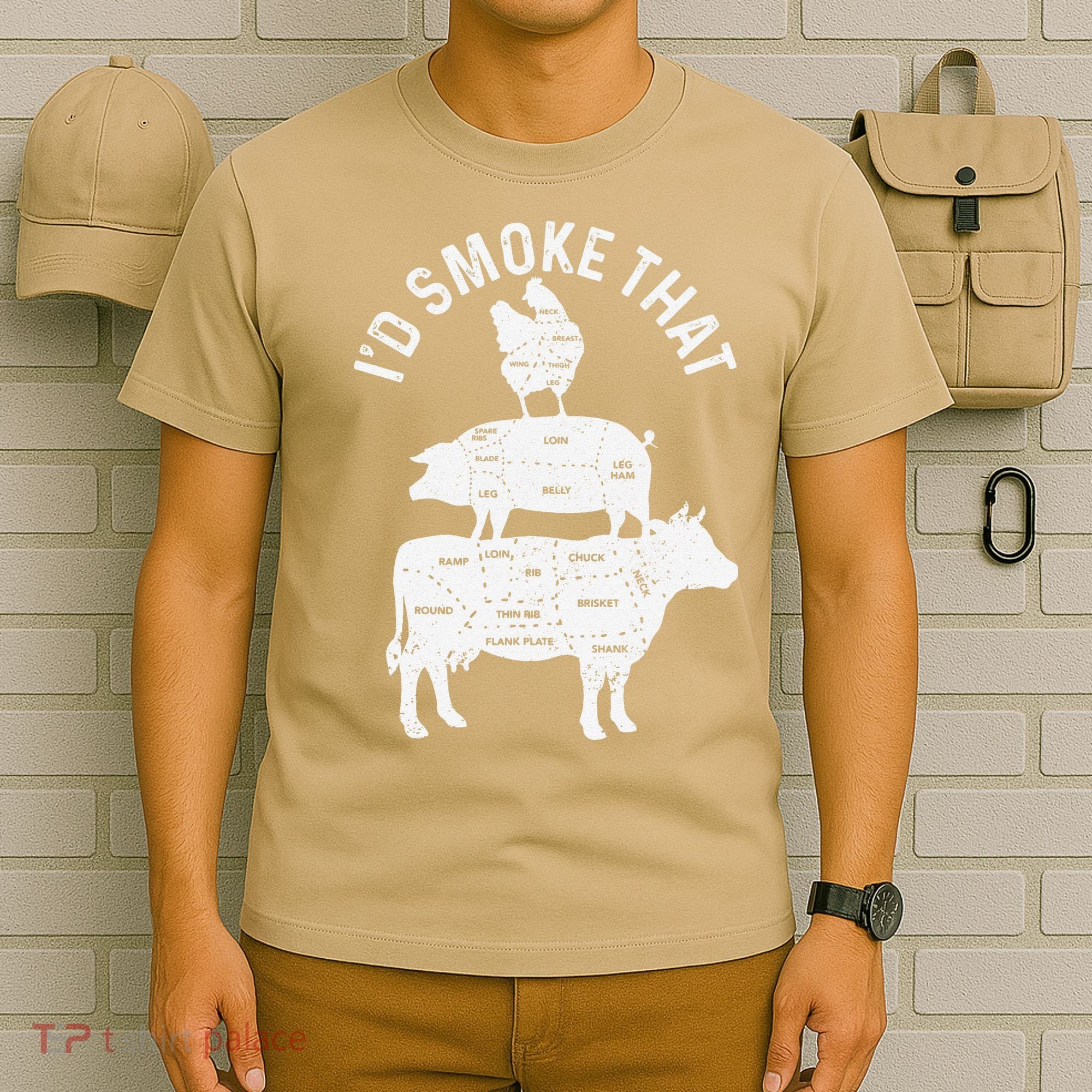 Chef Butcher BBQ Id Smoke That Pork Beef Funny Fathers Day T-Shirt