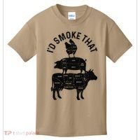 Chef Butcher BBQ Id Smoke That Pork Beef Funny Fathers Day Kids T-Shirt thumb 0