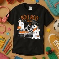 Cool Boo Boo Crew Ghost Doctor Paramedic Nurse Halloween Kids T-Shirt thumb 3