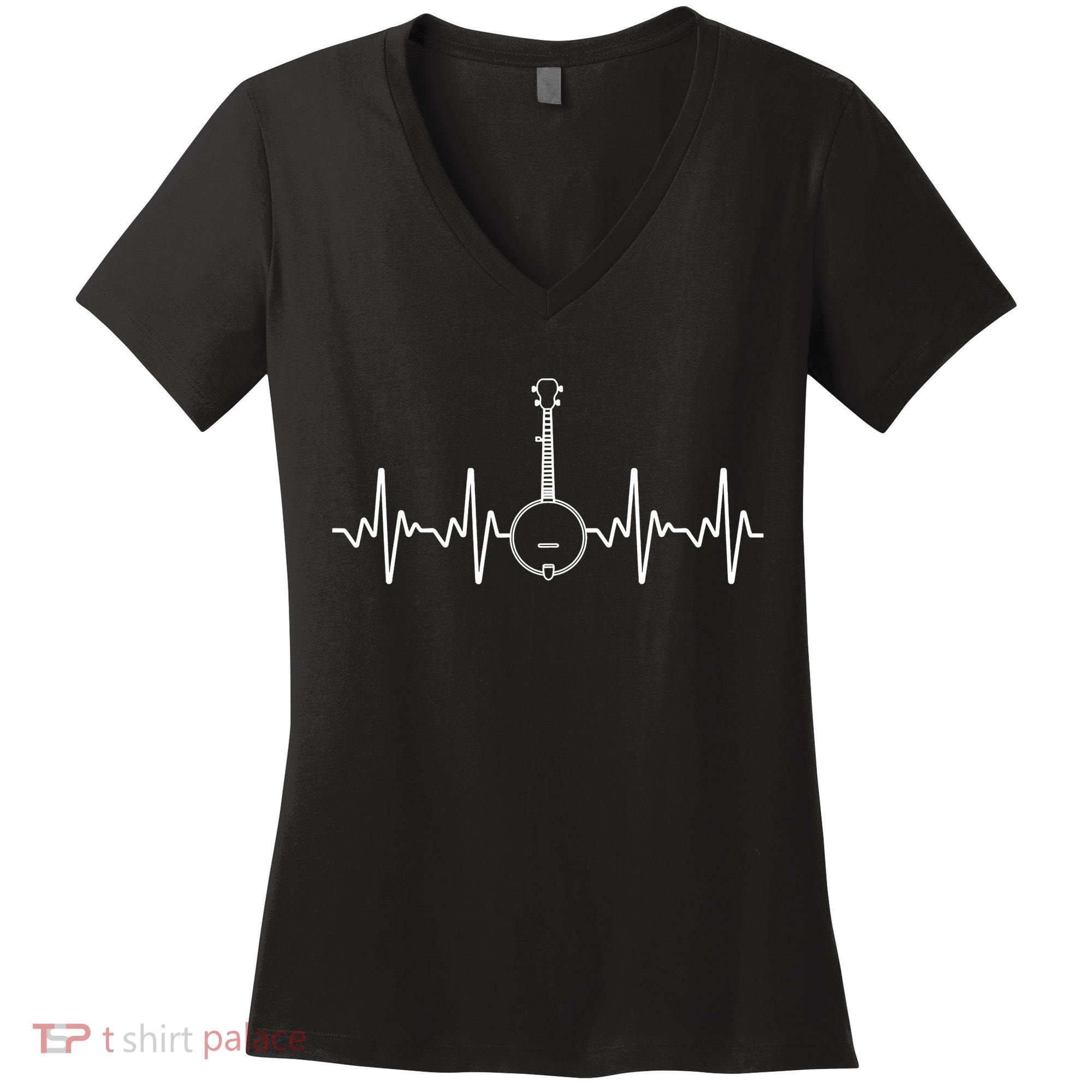 Cool Banjo Bluegrass Country Music Player Band Women's V-Neck T-Shirt