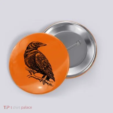 Crow Black Bird Button