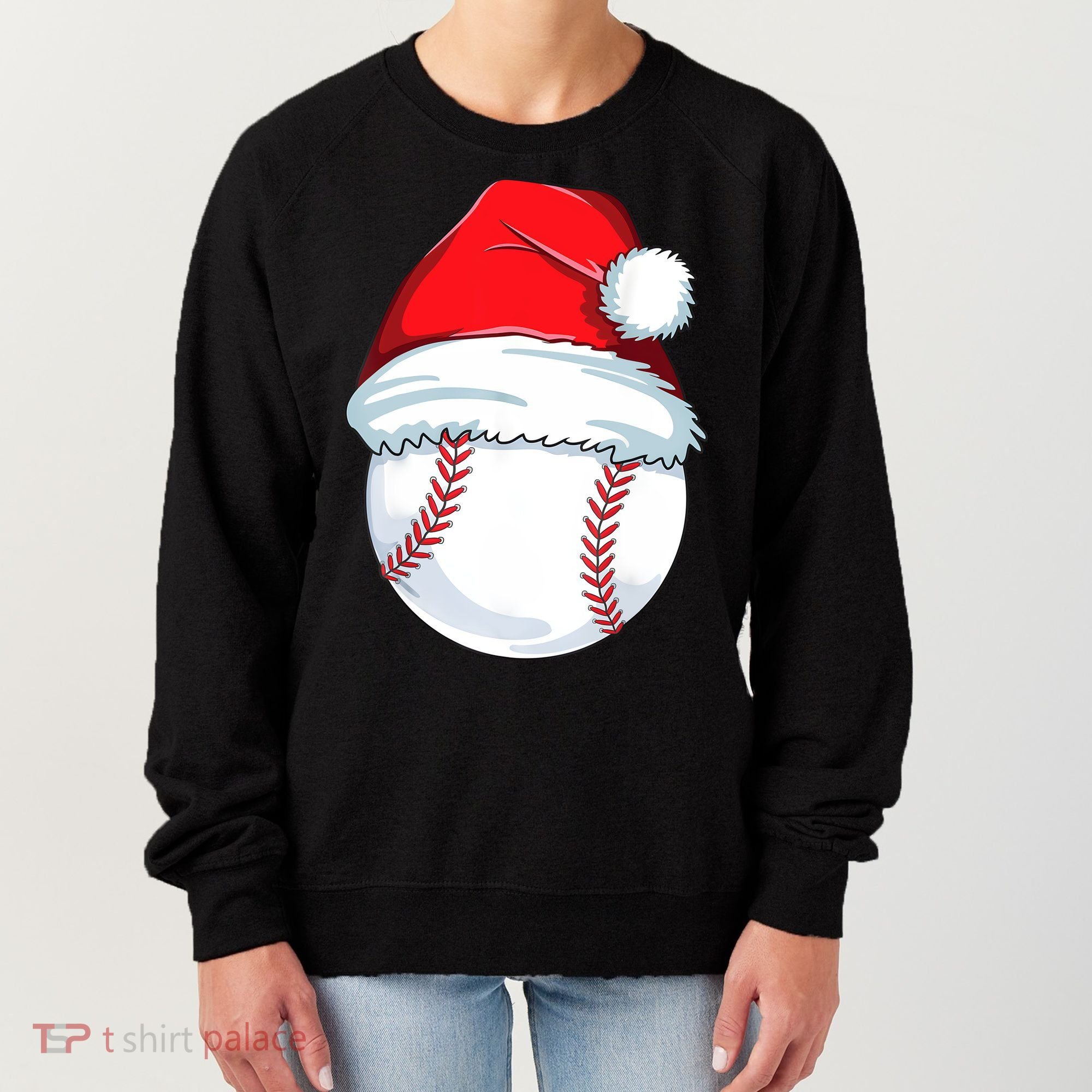 Christmas Baseball Ball Santa Pajama Women's Sweatshirt