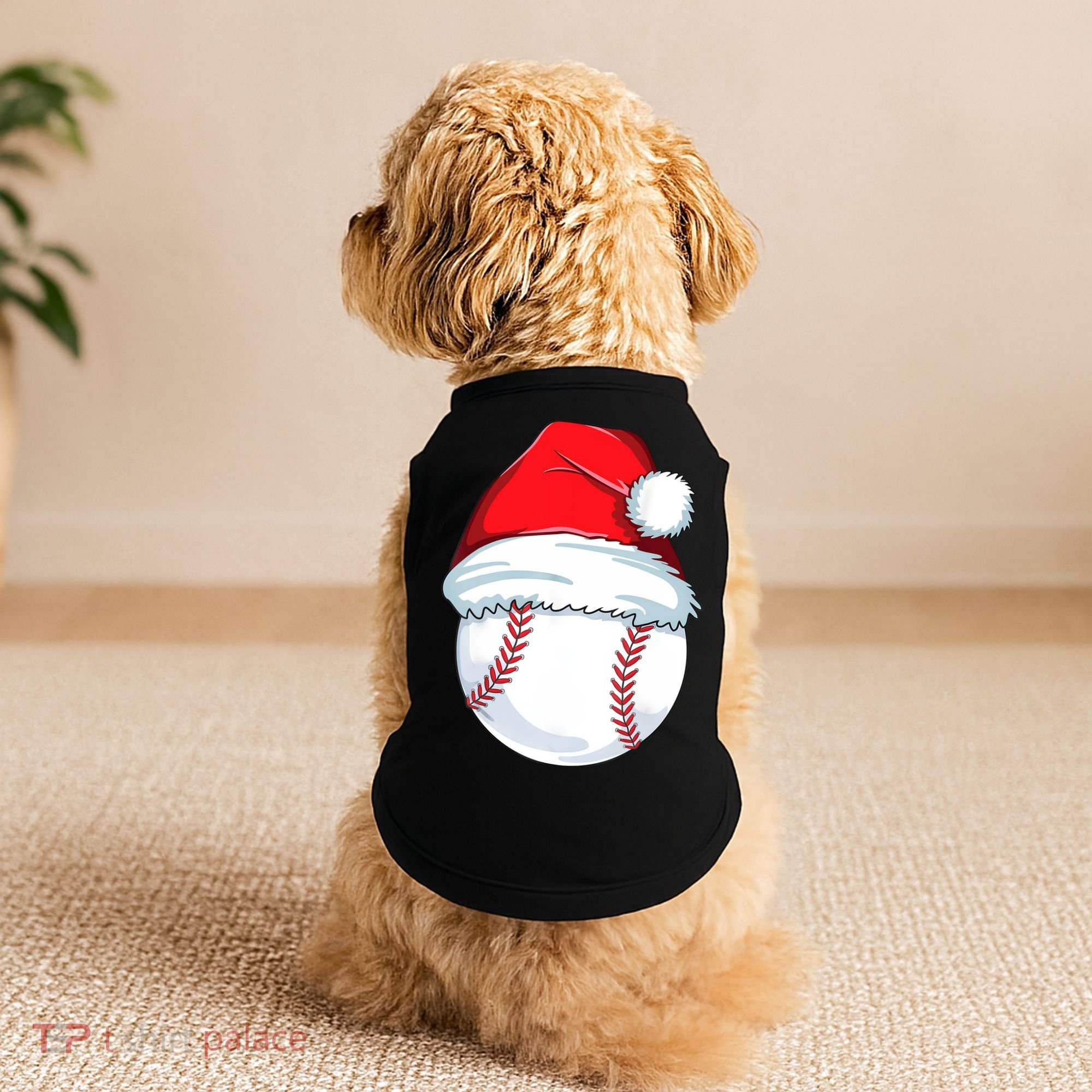 Christmas Baseball Ball Santa Pajama Doggie Tank