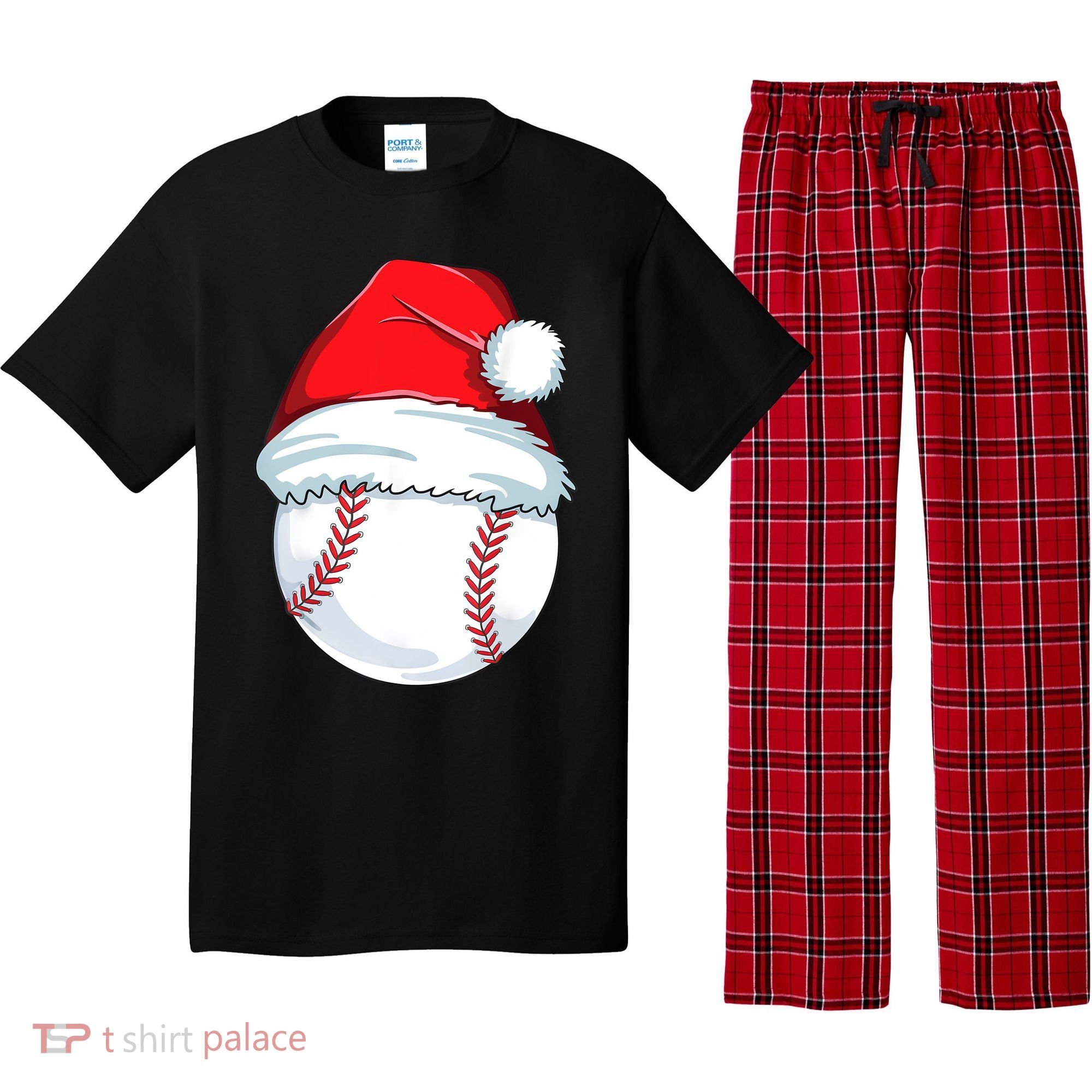 Christmas Baseball Ball Santa Pajama Pajama Set
