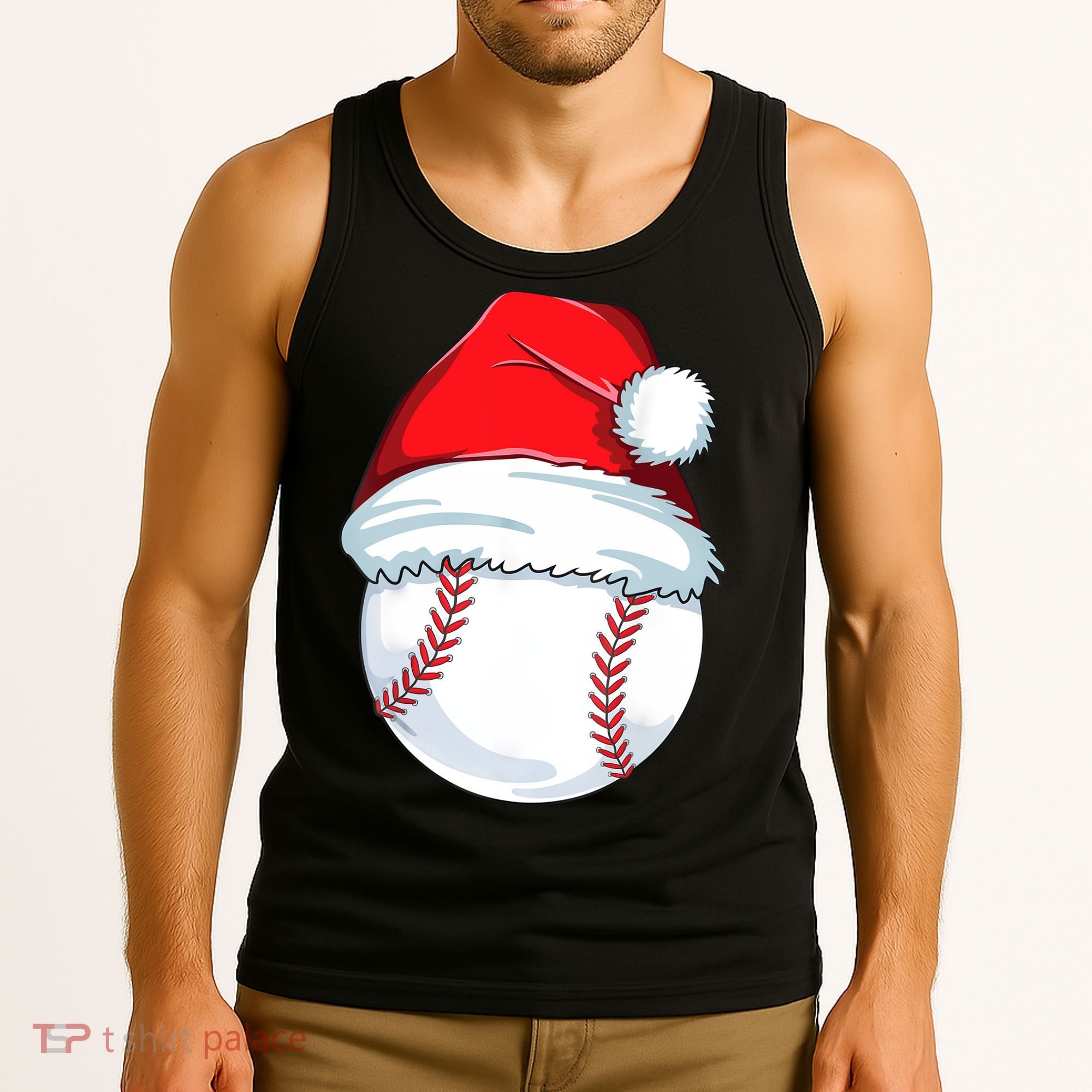Christmas Baseball Ball Santa Pajama Tank Top