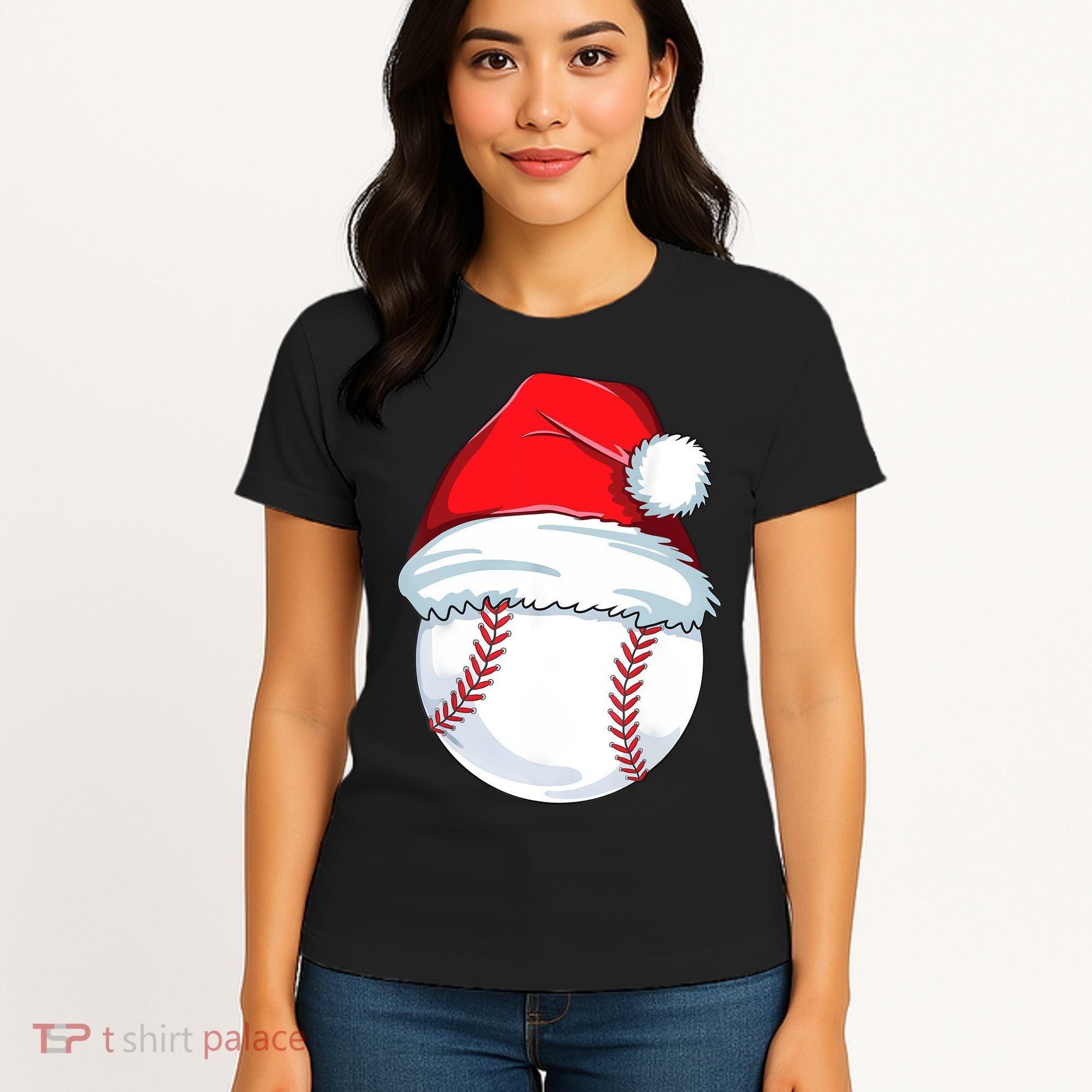 Christmas Baseball Ball Santa Pajama Women's T-Shirt