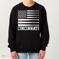Cincinnati Baseball Bat American Flag Women's Sweatshirt thumb 0