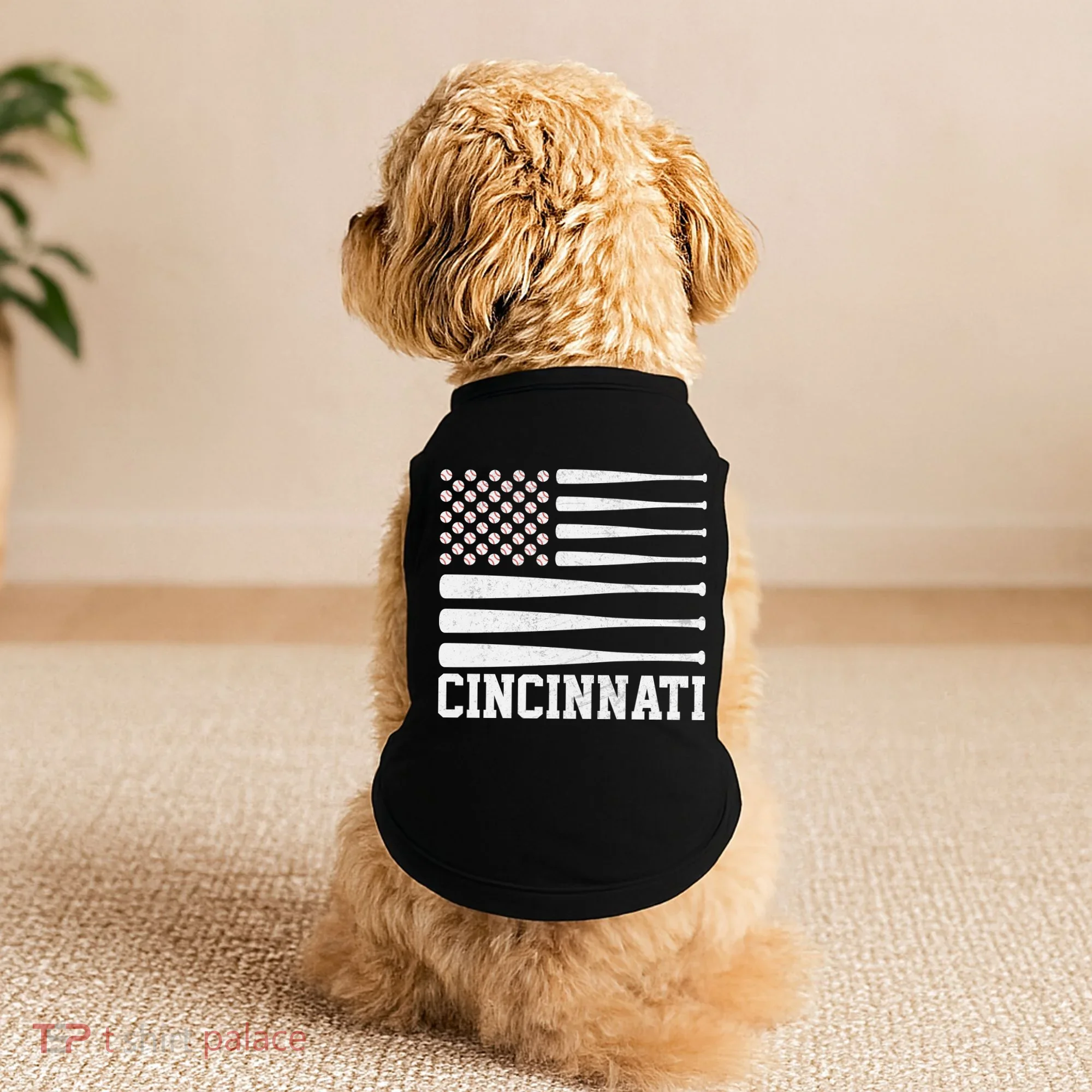 Cincinnati Baseball Bat American Flag Doggie Tank