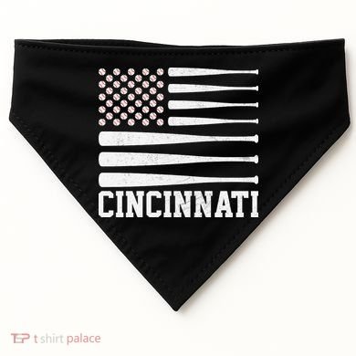 Cincinnati Baseball Bat American Flag USA-Made Doggie Bandana