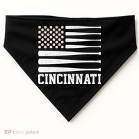 Cincinnati Baseball Bat American Flag USA-Made Doggie Bandana thumb 0