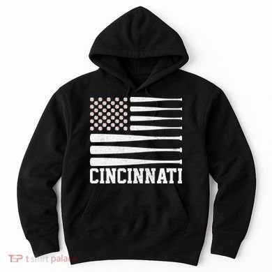 Cincinnati Baseball Bat American Flag Hoodie