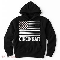 Cincinnati Baseball Bat American Flag Hoodie thumb 0