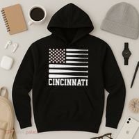 Cincinnati Baseball Bat American Flag Hoodie thumb 3
