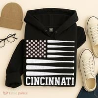 Cincinnati Baseball Bat American Flag Hoodie thumb 4