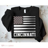 Cincinnati Baseball Bat American Flag Sweatshirt thumb 2