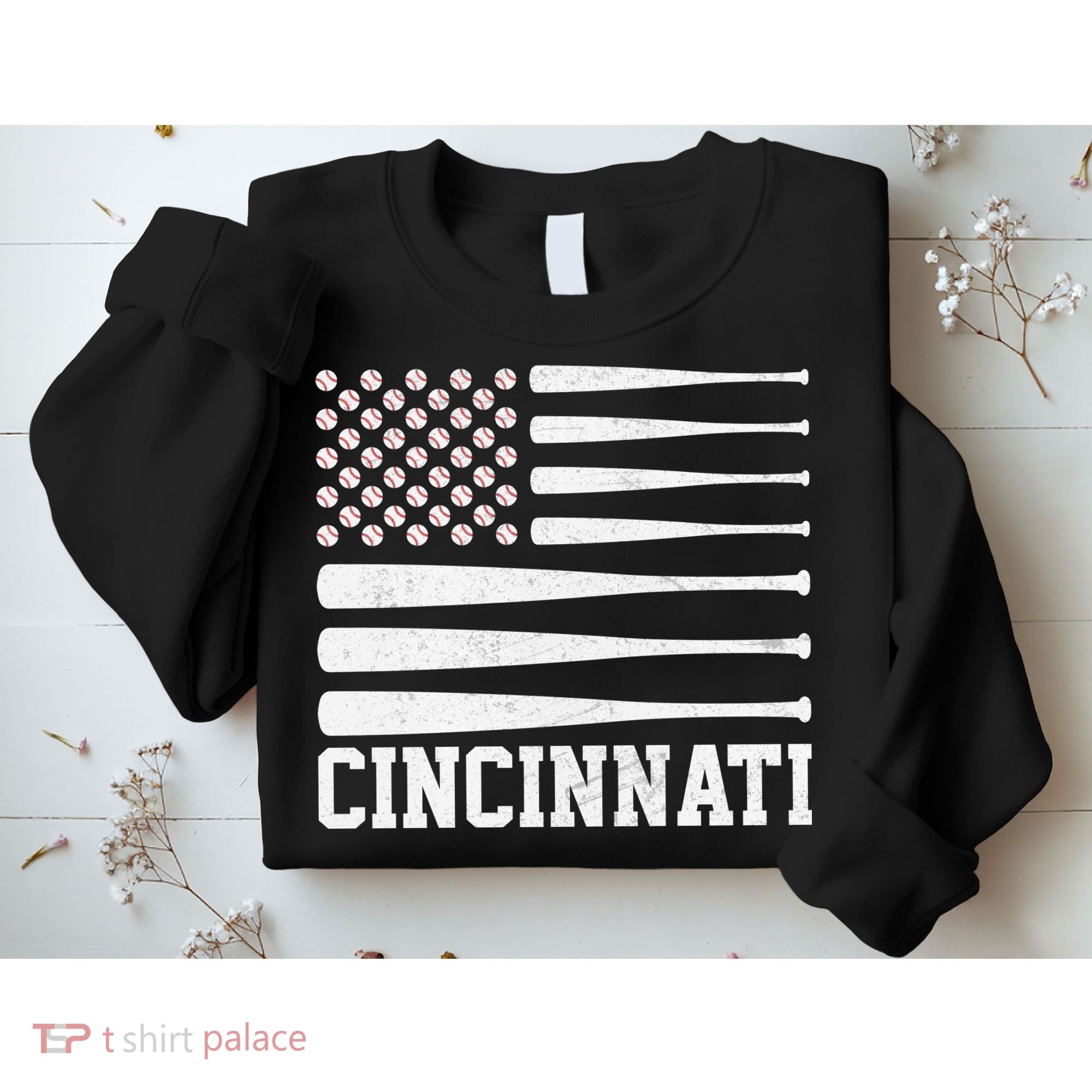 Cincinnati Baseball Bat American Flag Sweatshirt
