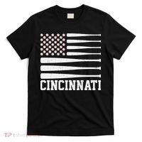 Cincinnati Baseball Bat American Flag T-Shirt thumb 0