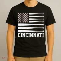 Cincinnati Baseball Bat American Flag T-Shirt thumb 3