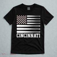 Cincinnati Baseball Bat American Flag T-Shirt thumb 5