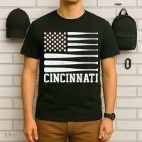 Cincinnati Baseball Bat American Flag T-Shirt thumb 6