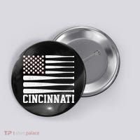Cincinnati Baseball Bat American Flag Button thumb 0