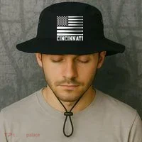 Cincinnati Baseball Bat American Flag Bucket Hat thumb 2