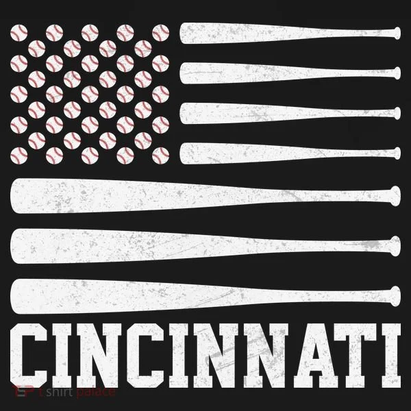 Cincinnati Baseball Bat American Flag Bucket Hat