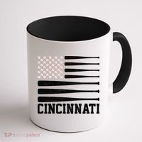 Cincinnati Baseball Bat American Flag Coffee Mug thumb 1