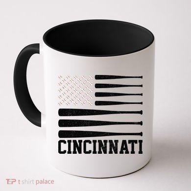 Cincinnati Baseball Bat American Flag Coffee Mug