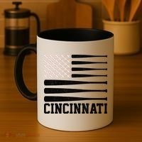 Cincinnati Baseball Bat American Flag Coffee Mug thumb 4